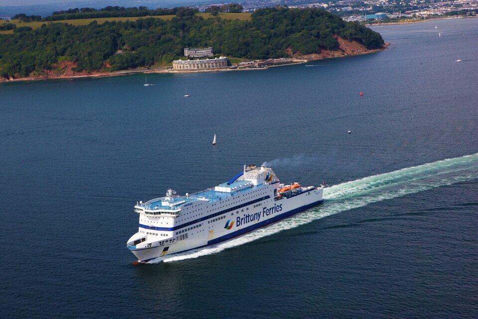 Armorique ferry shown in side profile at sea
